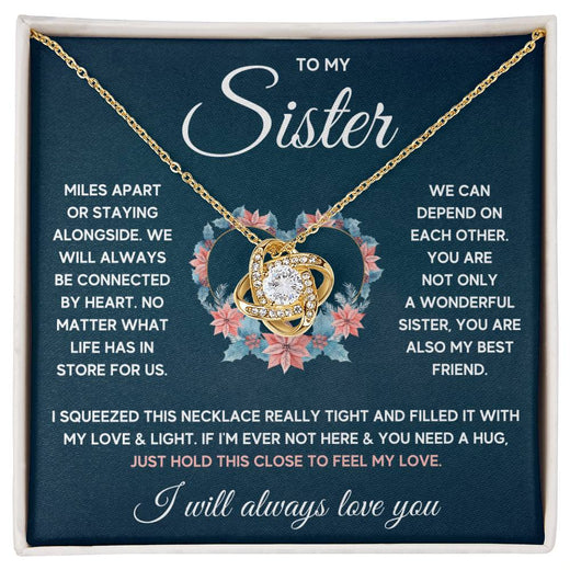 To My Sister Squeezed Love Knot Necklace Gift Set
