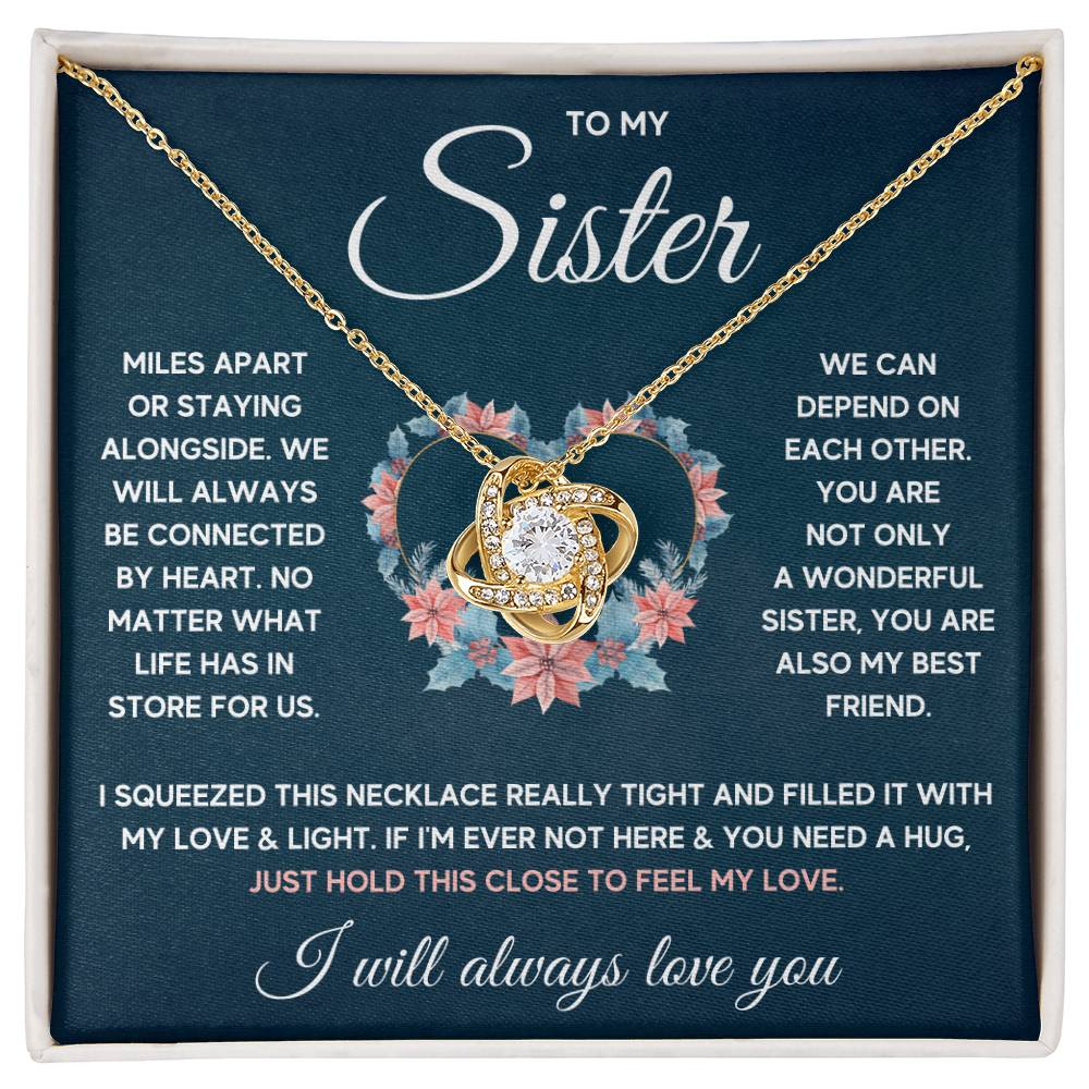 To My Sister Squeezed Love Knot Necklace Gift Set