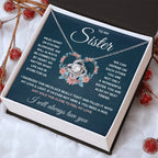 To My Sister Squeezed Love Knot Necklace Gift Set