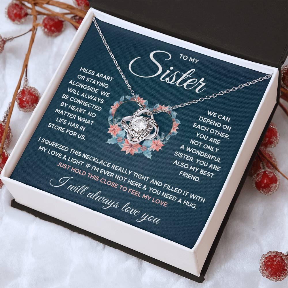 To My Sister Squeezed Love Knot Necklace Gift Set