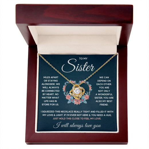 To My Sister Squeezed Love Knot Necklace Gift Set