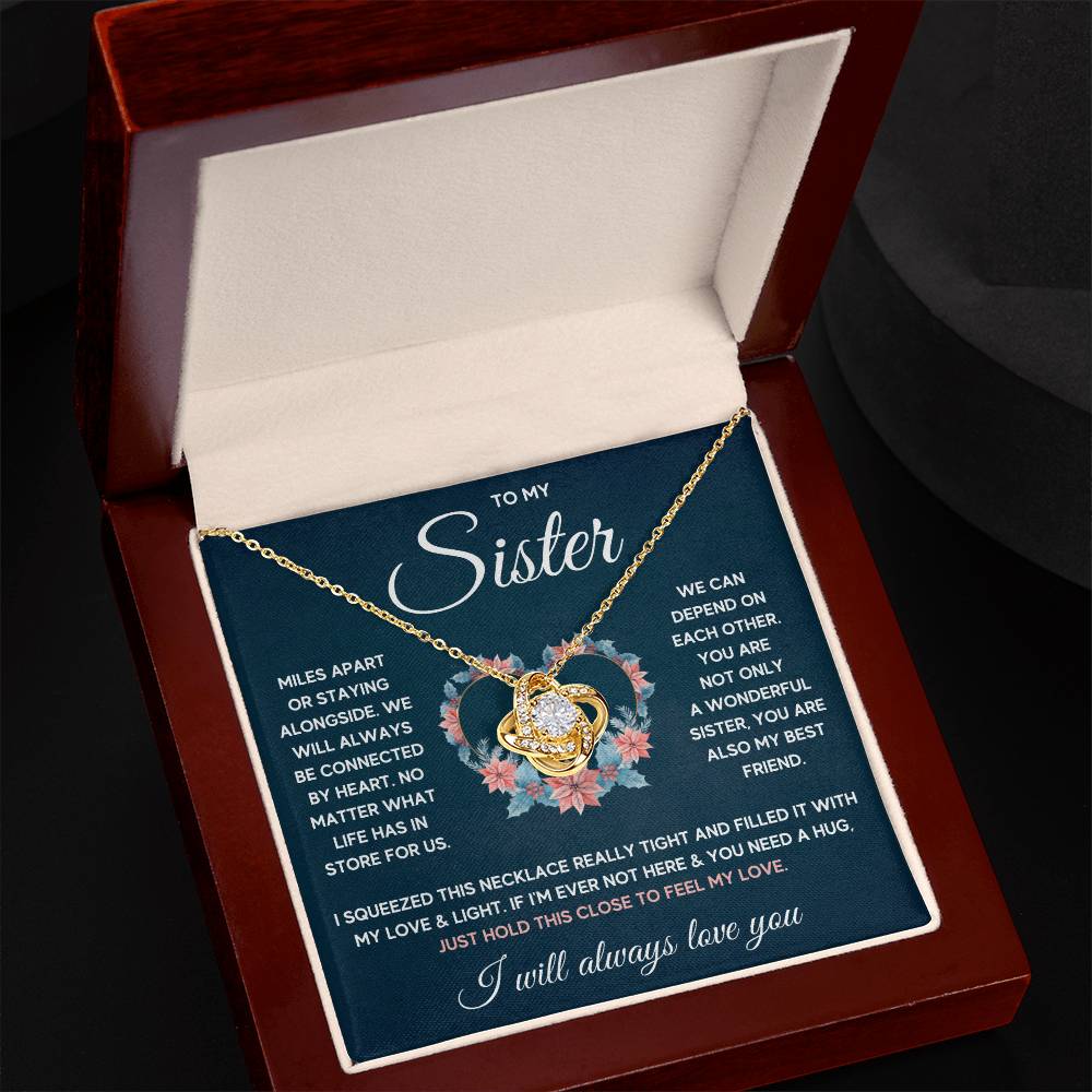 To My Sister Squeezed Love Knot Necklace Gift Set