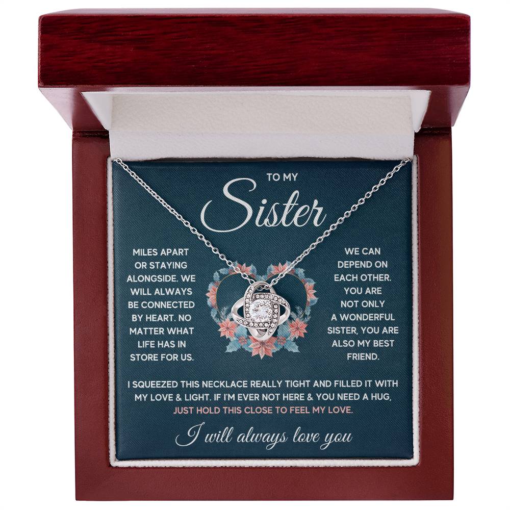 To My Sister Squeezed Love Knot Necklace Gift Set