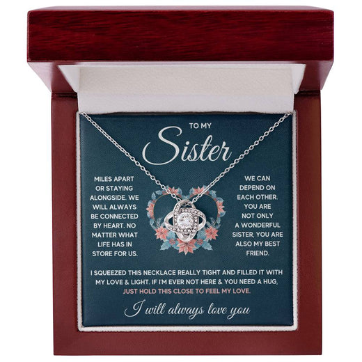 To My Sister Squeezed Love Knot Necklace Gift Set