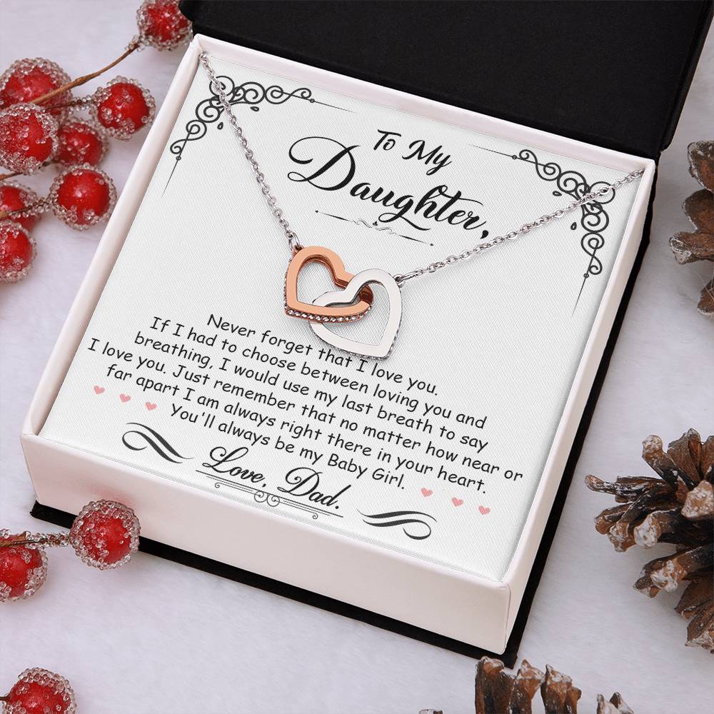 To My Baby Girl - Interlocking Heart Necklace