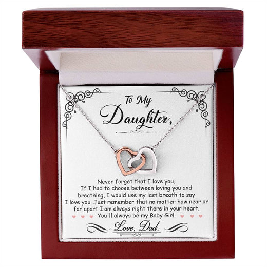 To My Baby Girl - Interlocking Heart Necklace