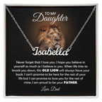 To My Daughter Old Lion Name Necklace Gift Set