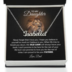 To My Daughter Old Lion Name Necklace Gift Set