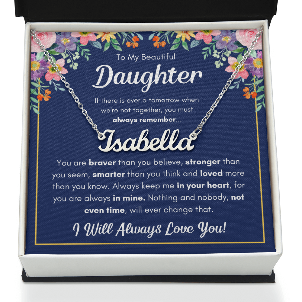 To My Daughter Braver Name Necklace Gift Set