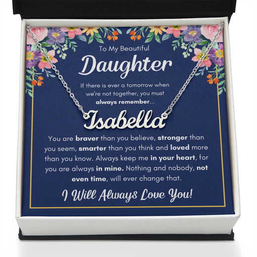 To My Daughter Braver Name Necklace Gift Set