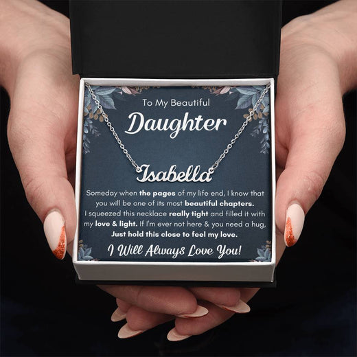 To My Daughter Chapters Squeezed Name Necklace Gift Set