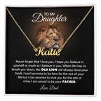 To My Daughter Old Lion Name Necklace Gift Set