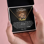 To My Daughter Old Lion Name Necklace Gift Set