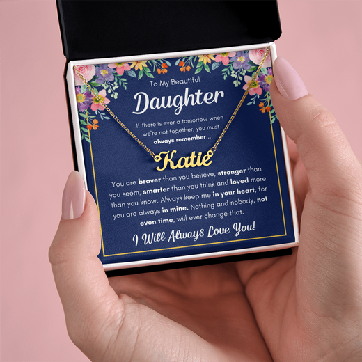 To My Daughter Braver Name Necklace Gift Set