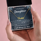 To My Daughter Chapters Squeezed Name Necklace Gift Set