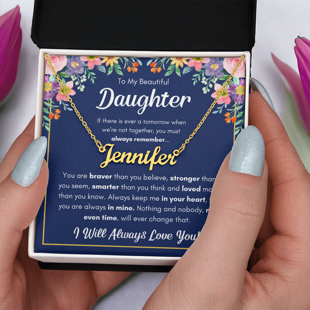 To My Daughter Braver Name Necklace Gift Set