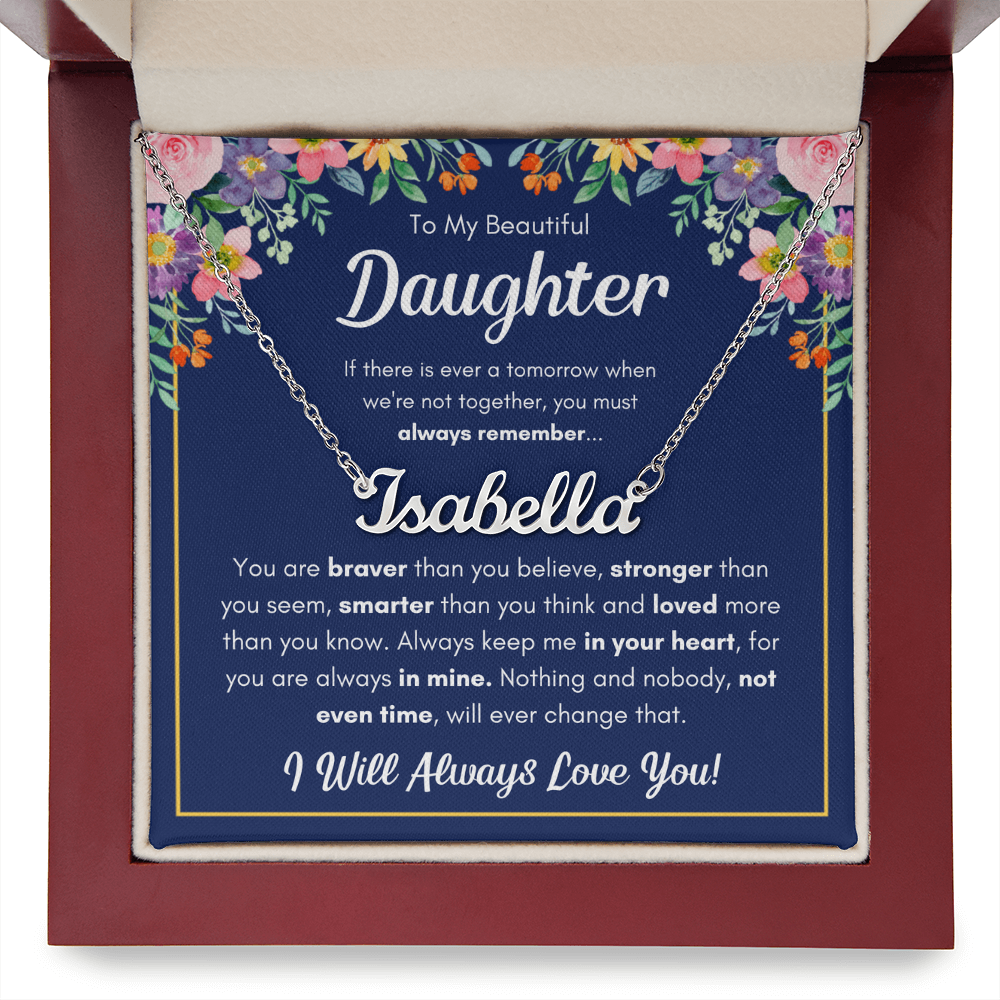 To My Daughter Braver Name Necklace Gift Set