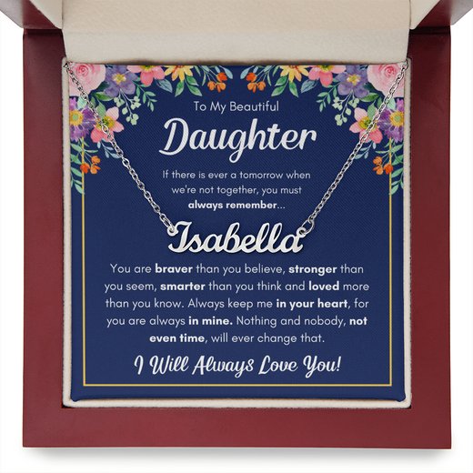 To My Daughter Braver Name Necklace Gift Set