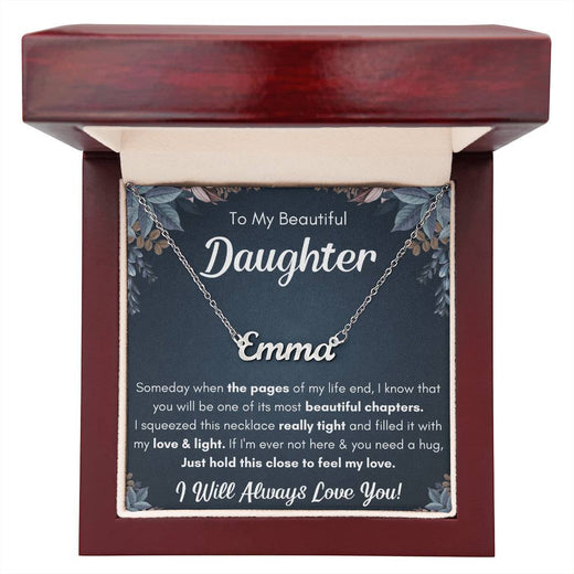 To My Daughter Chapters Squeezed Name Necklace Gift Set