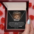 To My Daughter Old Lion Name Necklace Gift Set