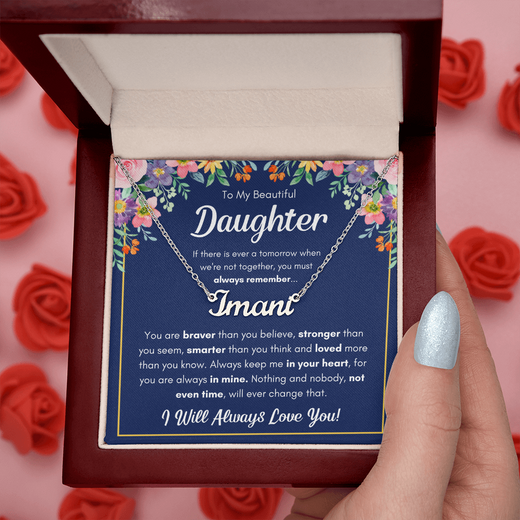 To My Daughter Braver Name Necklace Gift Set