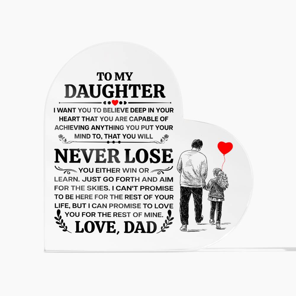 To My Daughter Promise Heart Acrylic Plaque