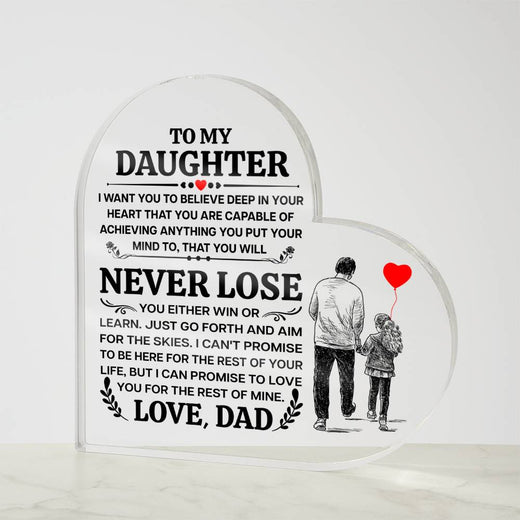 To My Daughter Promise Heart Acrylic Plaque