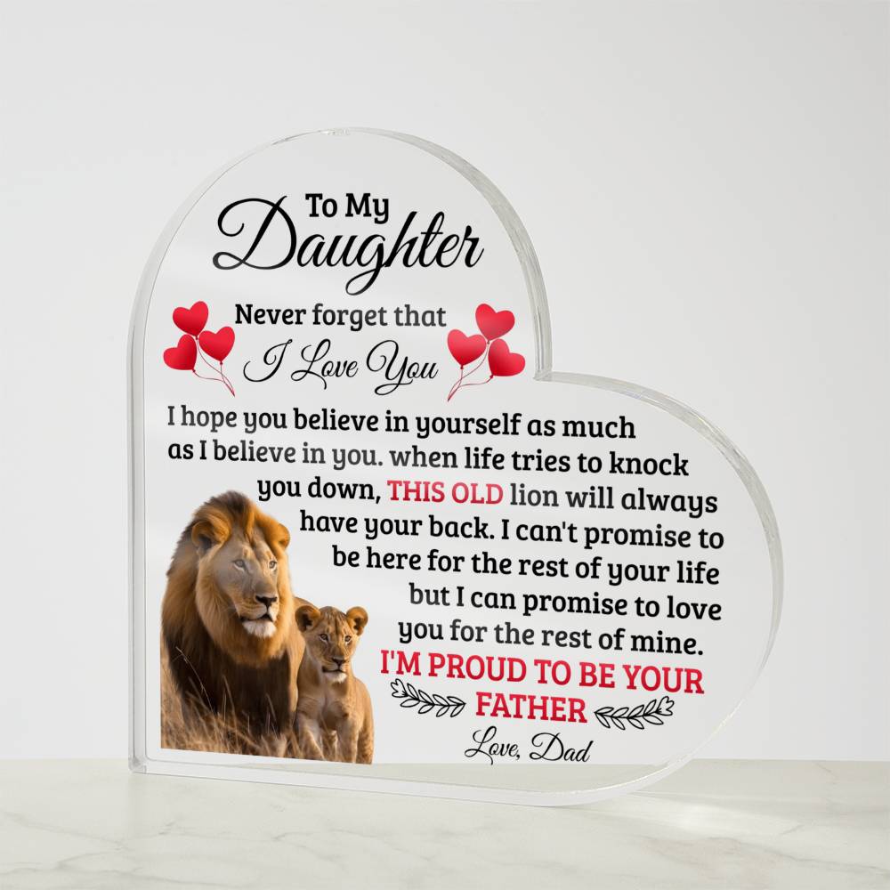 To My Daughter Old Lion Heart Acrylic Plaque