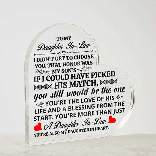 To My Daughter In Law Honor Heart Acrylic Plaque