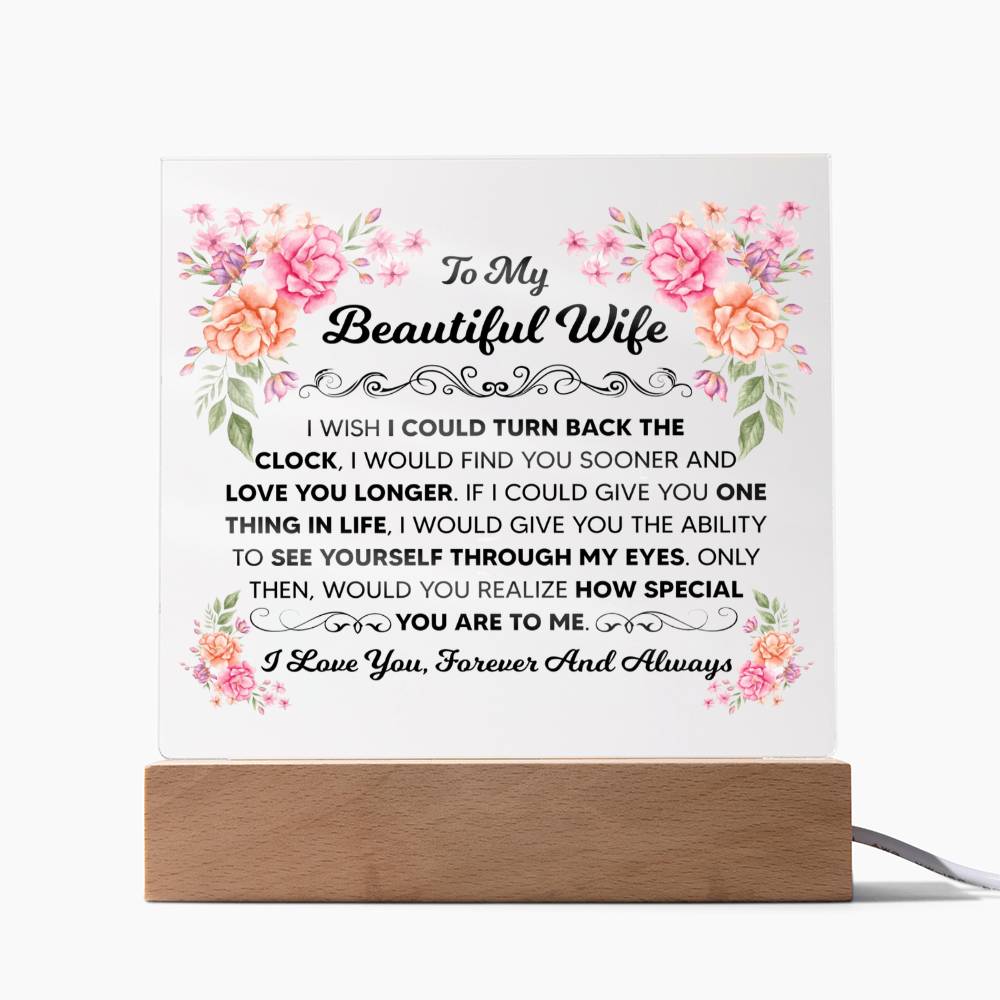 To My Beautiful Wife Square Acrylic Plaque