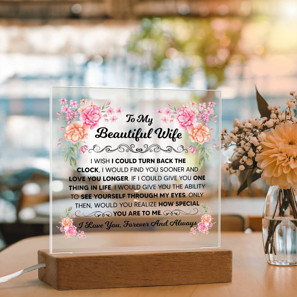 To My Beautiful Wife Square Acrylic Plaque