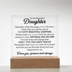 To My Daughter Chapters Square Plaque