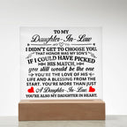 To My Daughter In Law Honor Square Acrylic