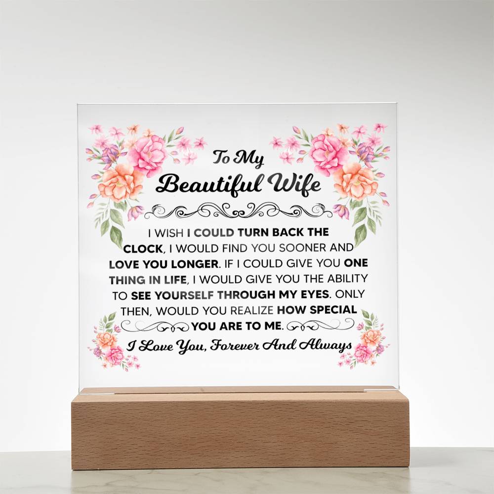 To My Beautiful Wife Square Acrylic Plaque