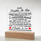 To My Daughter In Law Honor Square Acrylic