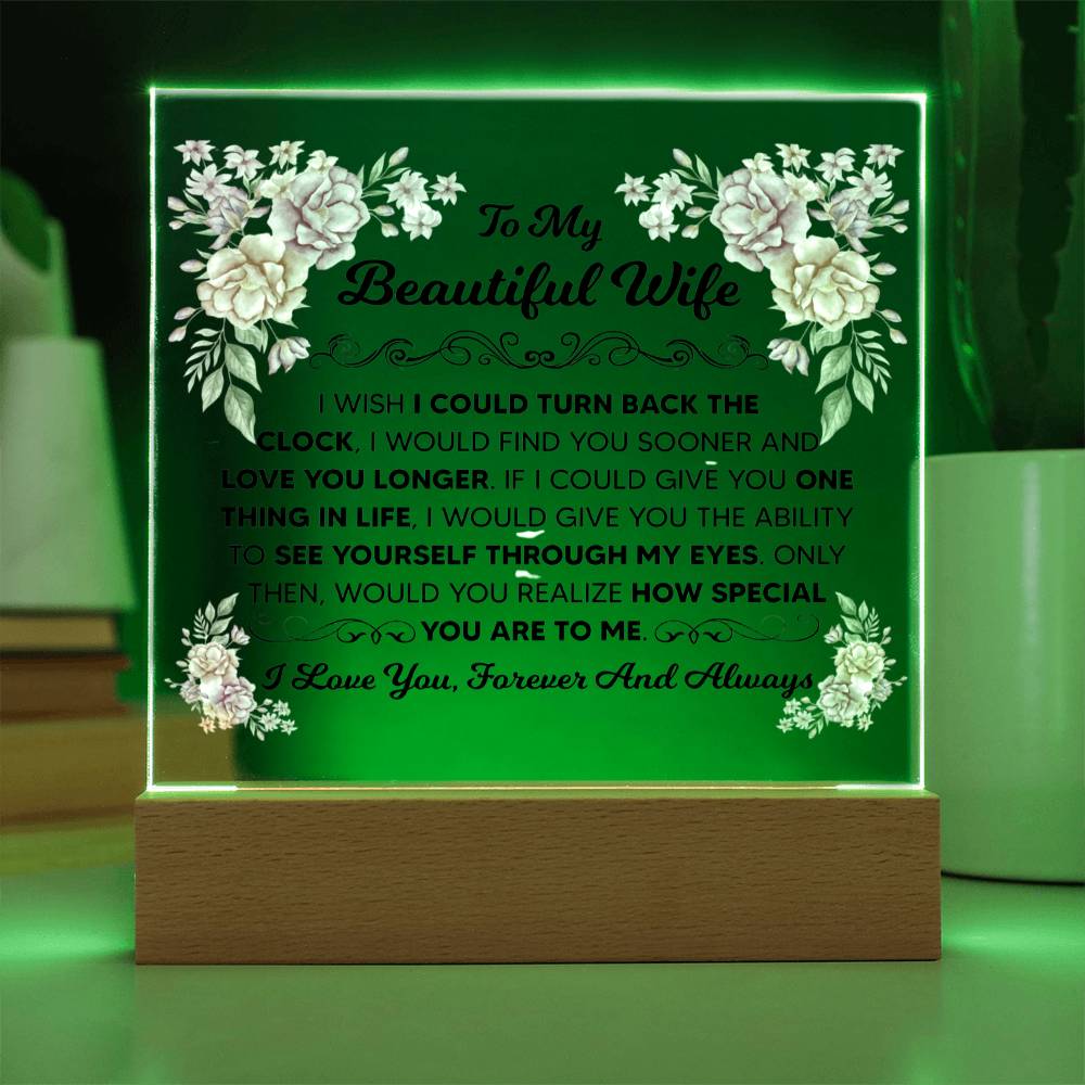To My Beautiful Wife Square Acrylic Plaque