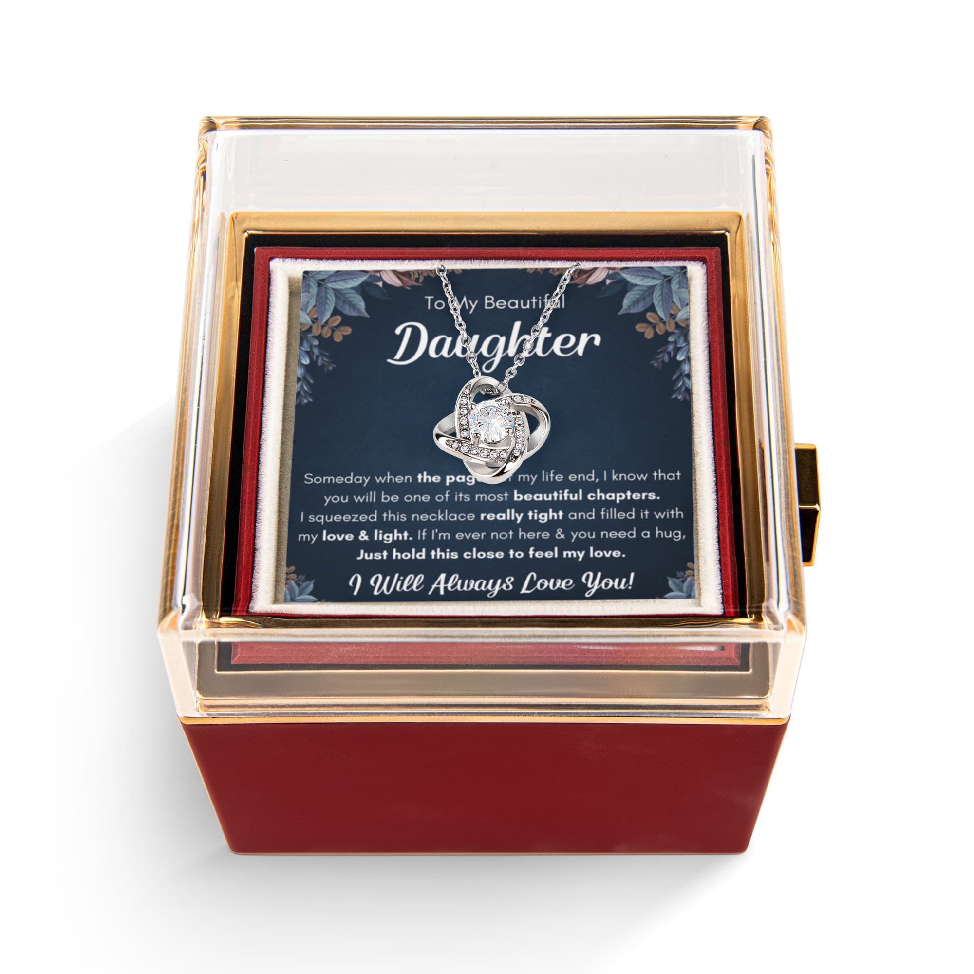 Chapters Squeezed Name - Daughter Birthday Necklace with Rose Box